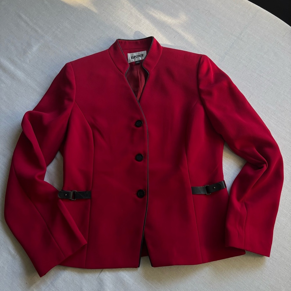 Kasper Rich Red Blazer & Skirt Suit Set Women’s Size 4 | Career Officewear - Picture 2 of 15